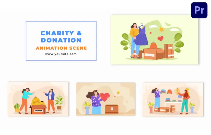 Charity and Donation Concept Vector Animation Scene